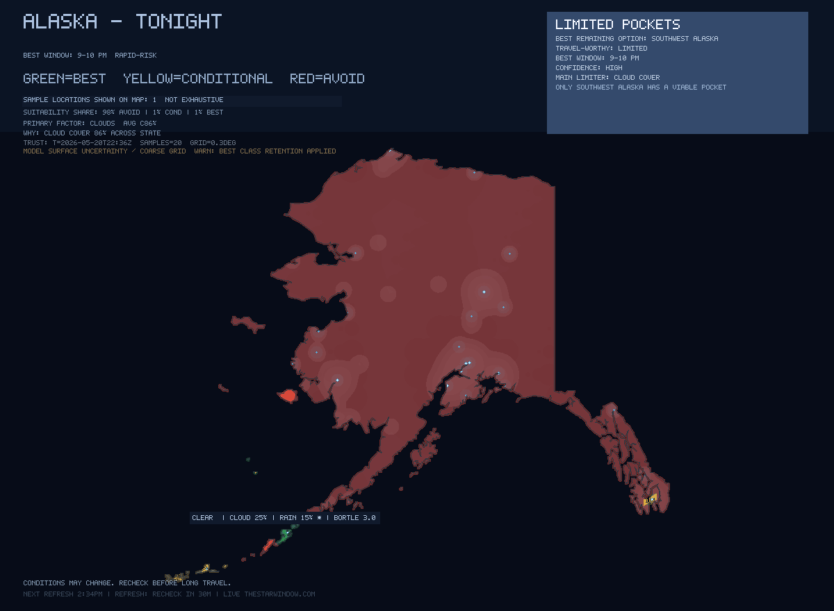 Alaska stargazing map