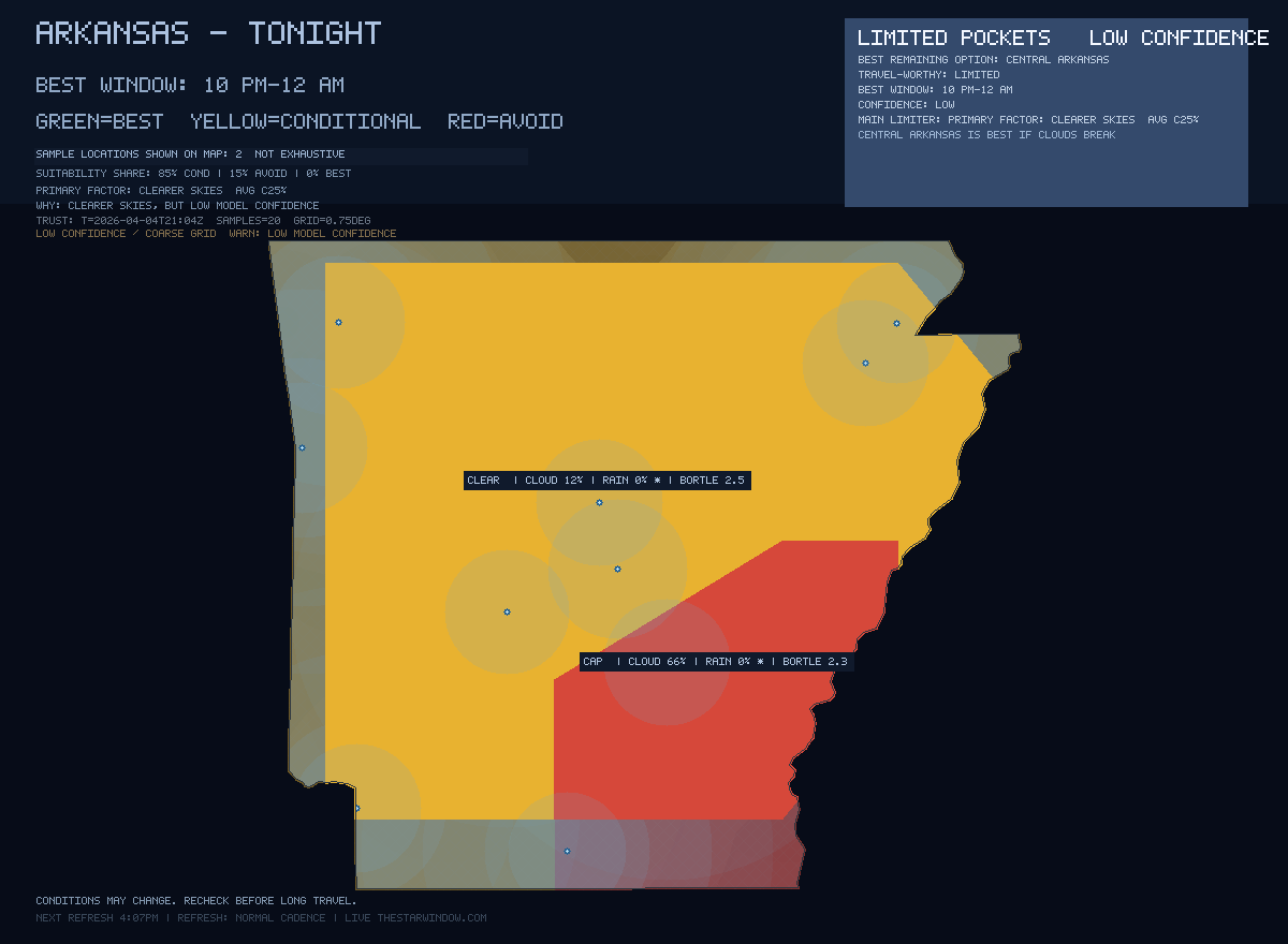 Arkansas stargazing map