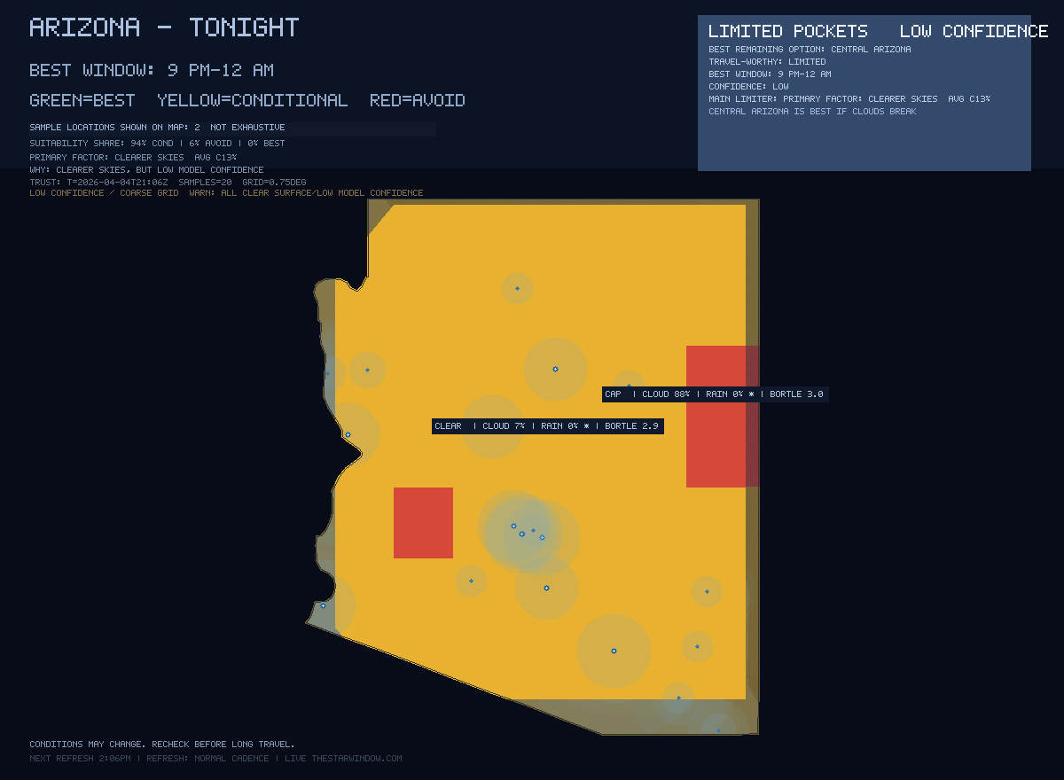 Arizona stargazing map
