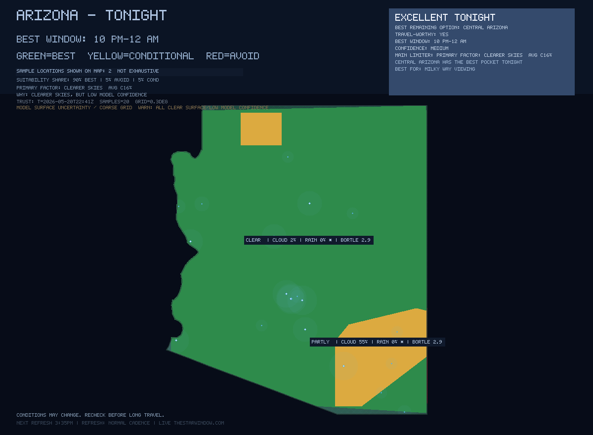 Arizona stargazing map