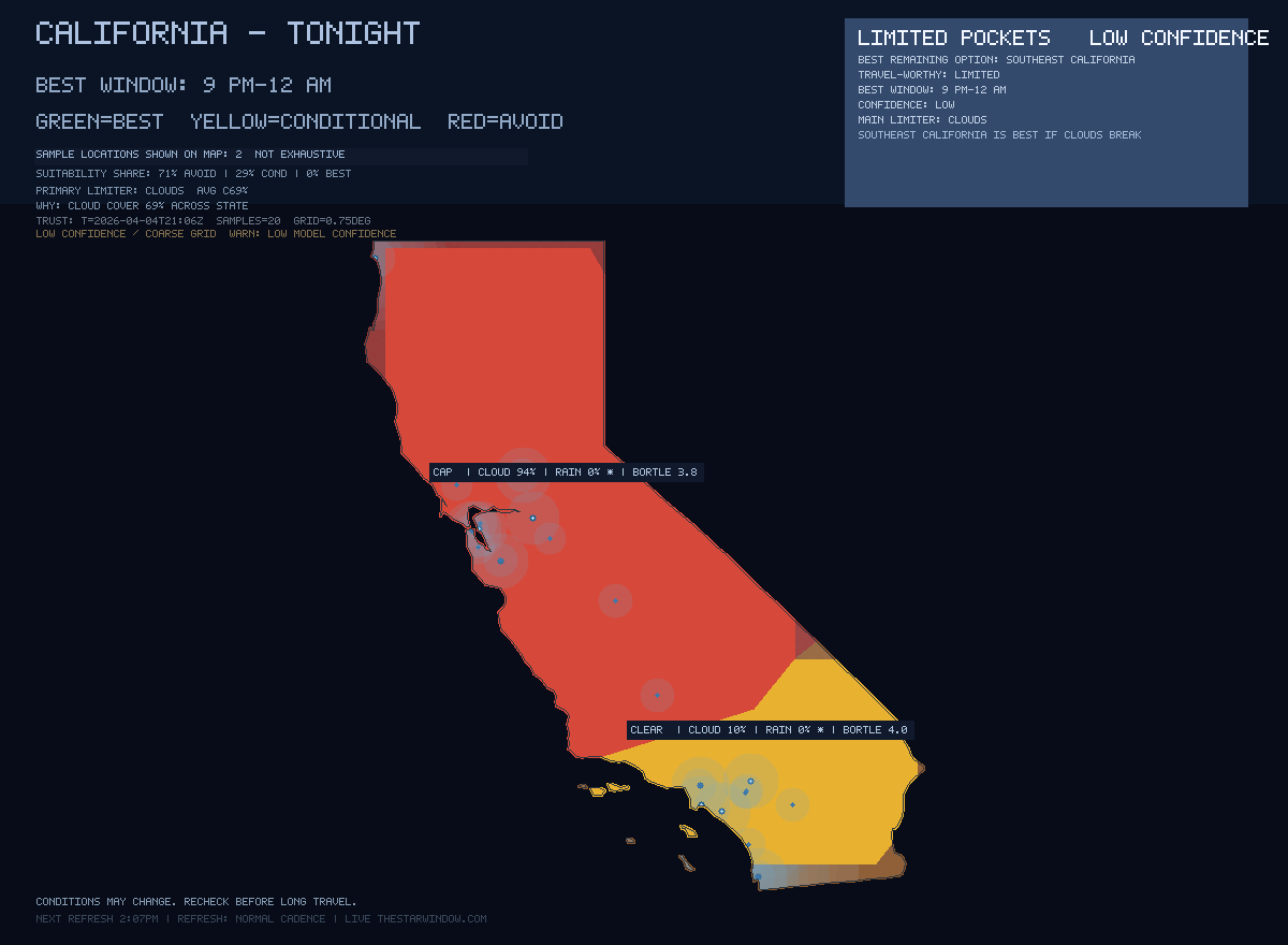California stargazing map