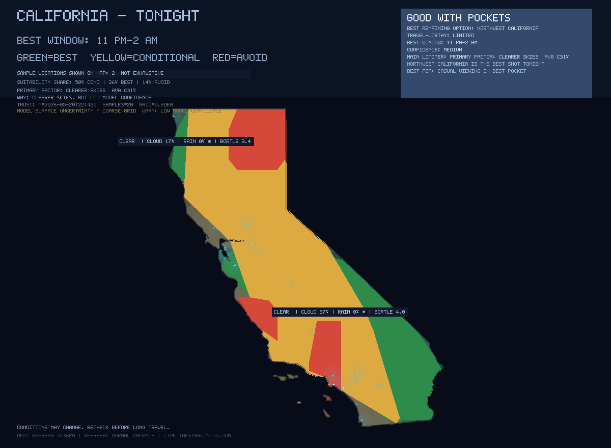 California stargazing map