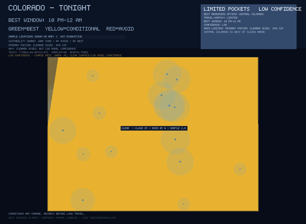 Colorado stargazing map