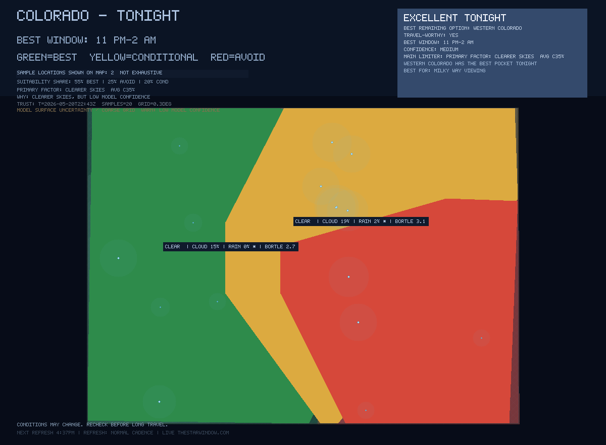 Colorado stargazing map