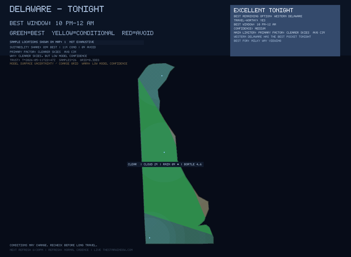Delaware stargazing map