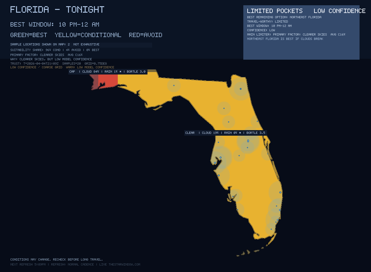 Florida stargazing map