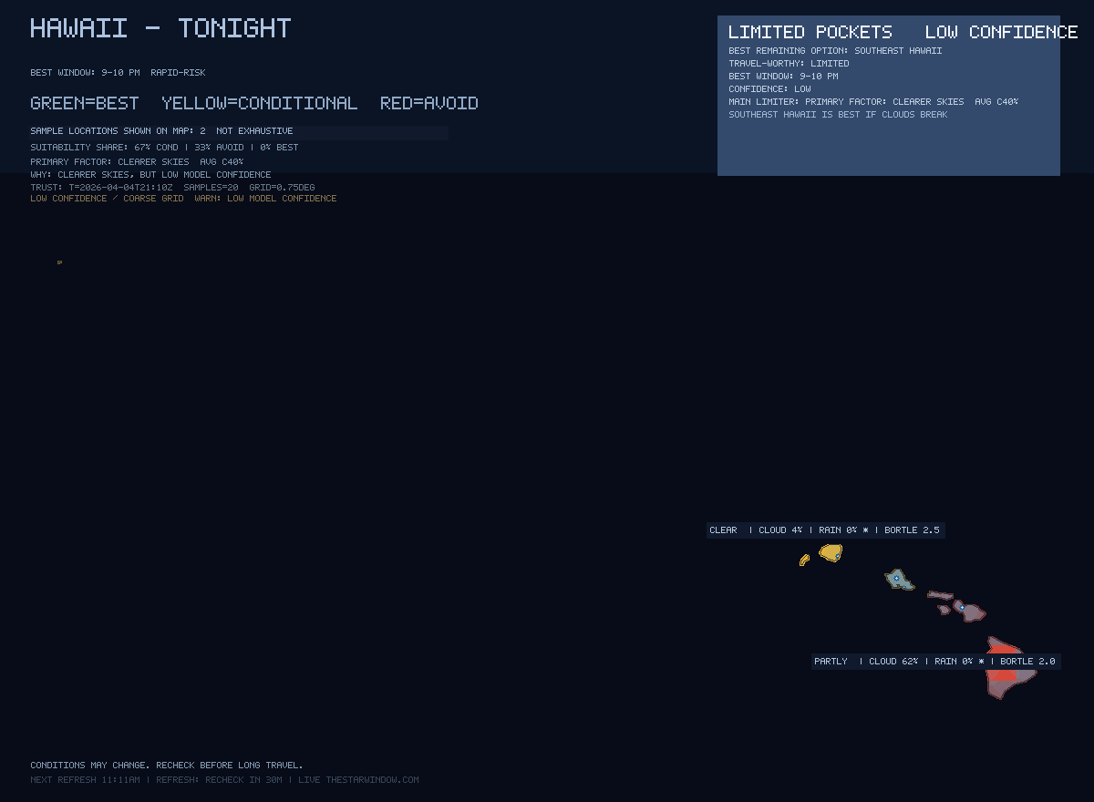 Hawaii stargazing map