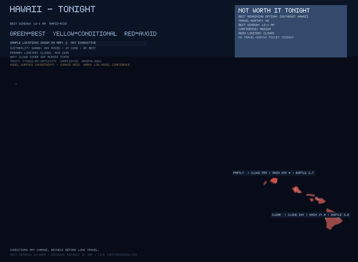 Hawaii stargazing map