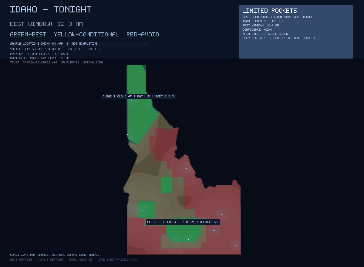 Idaho stargazing map
