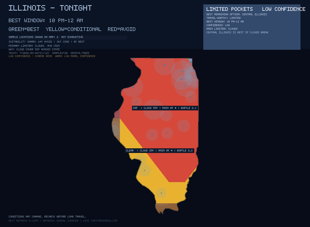 Illinois stargazing map