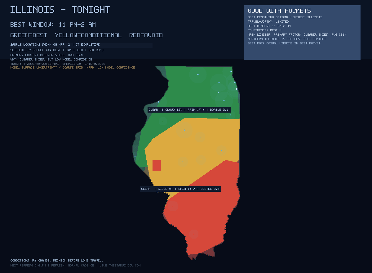 Illinois stargazing map