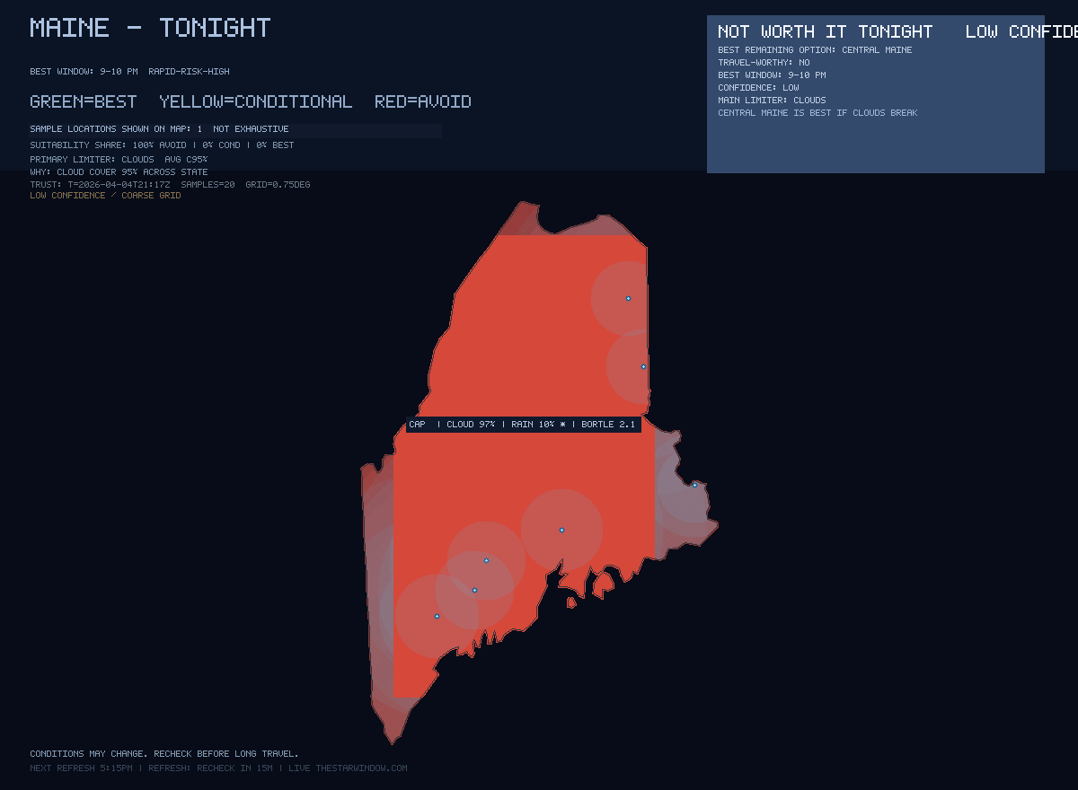 Maine stargazing map