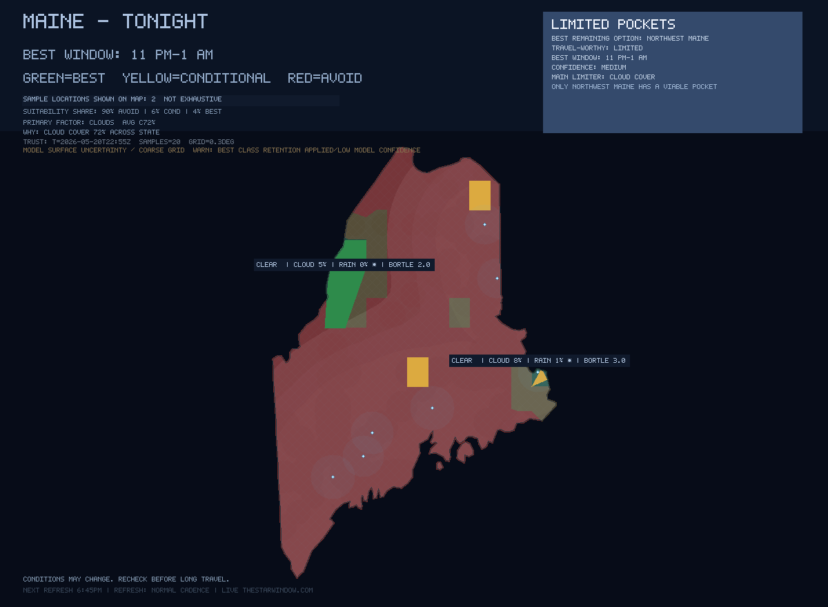 Maine stargazing map