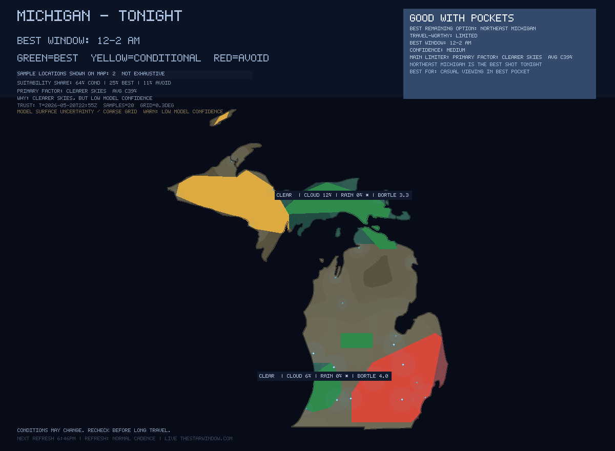 Michigan stargazing map