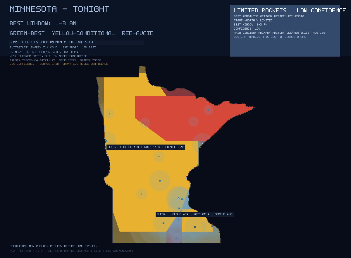 Minnesota stargazing map