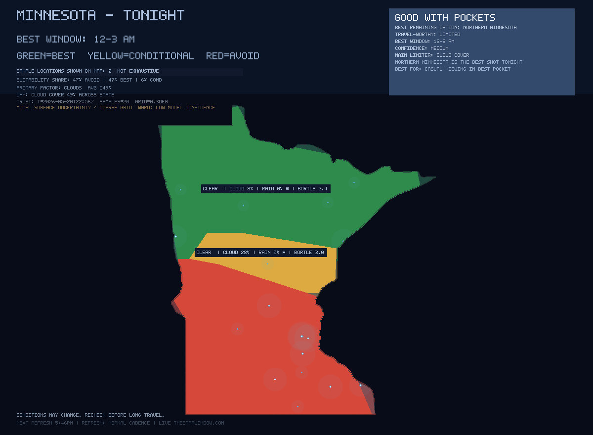 Minnesota stargazing map
