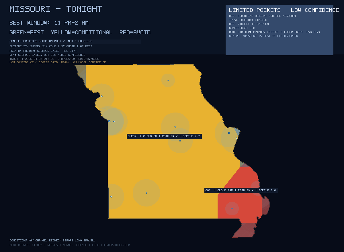 Missouri stargazing map