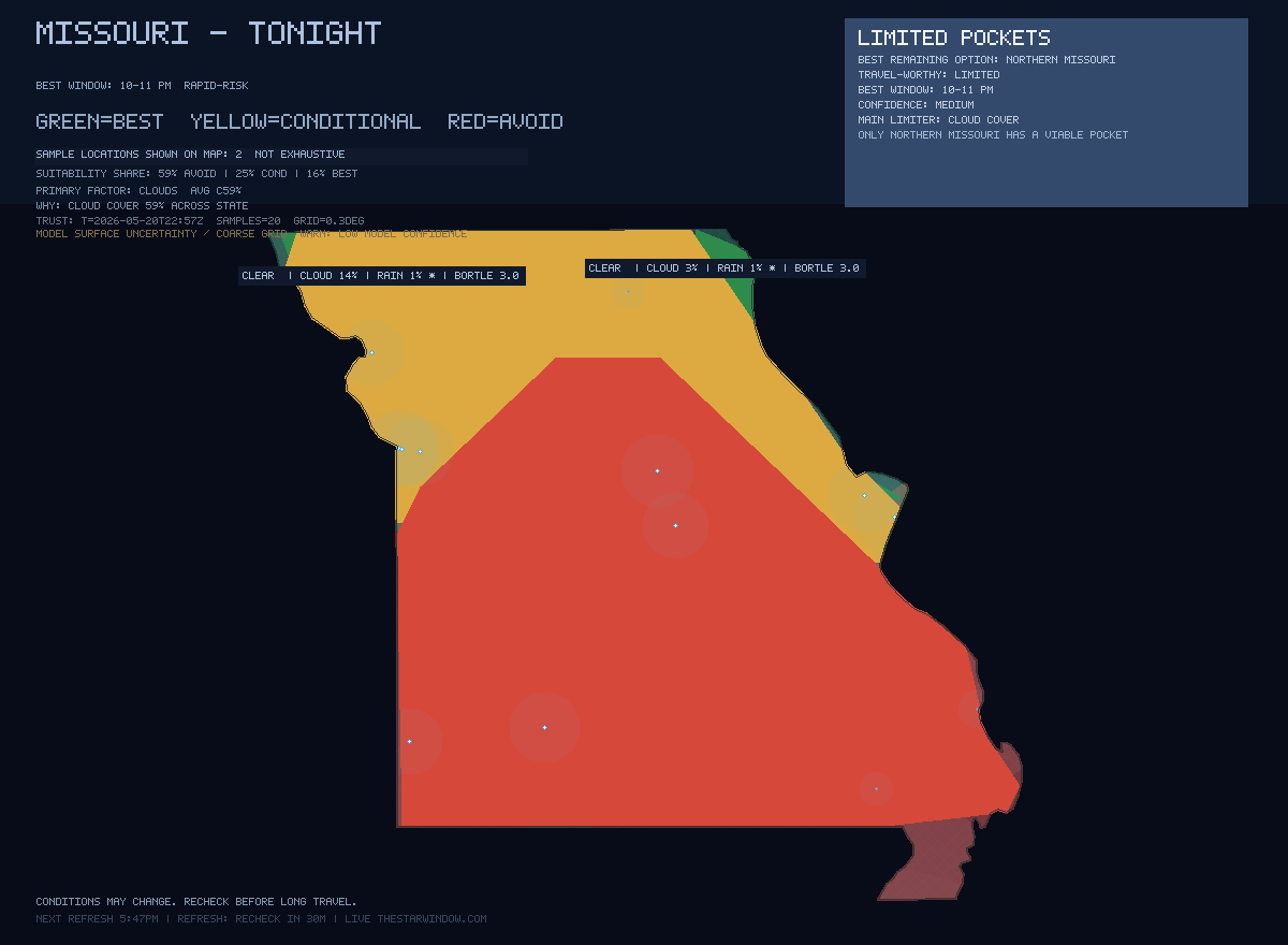 Missouri stargazing map
