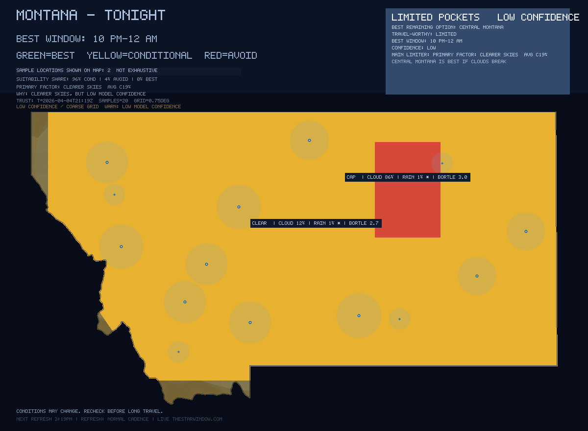 Montana stargazing map