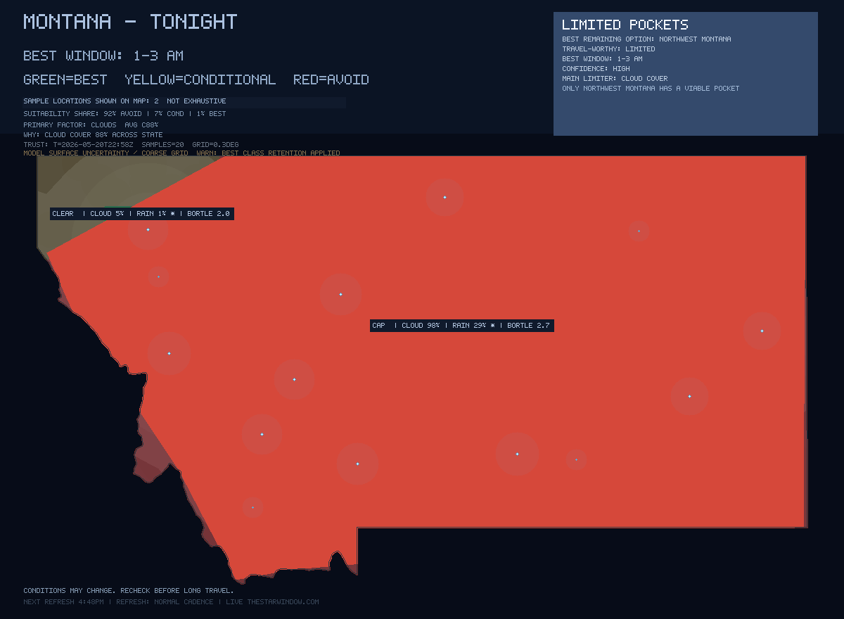 Montana stargazing map