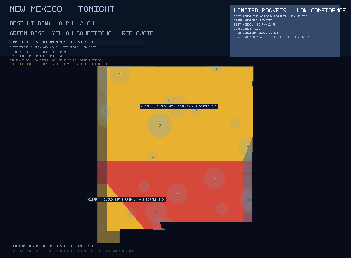 New Mexico stargazing map