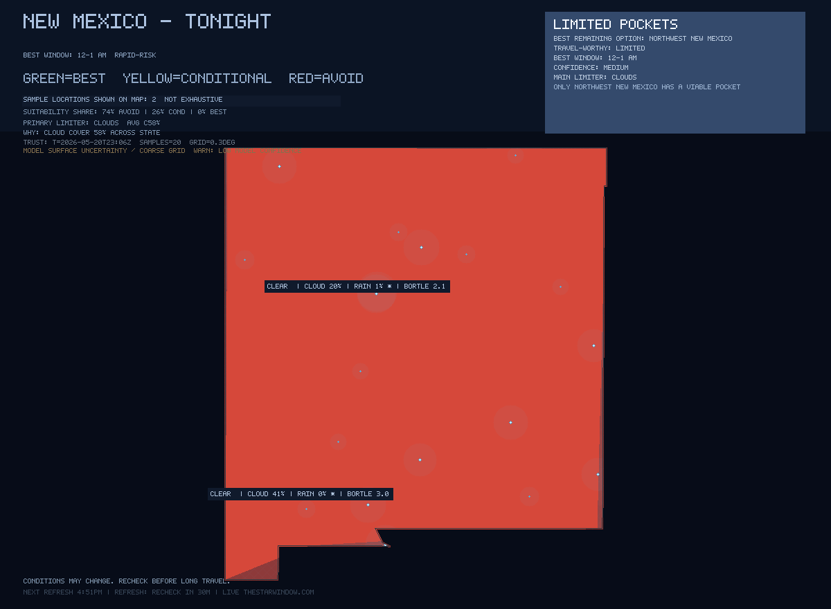 New Mexico stargazing map