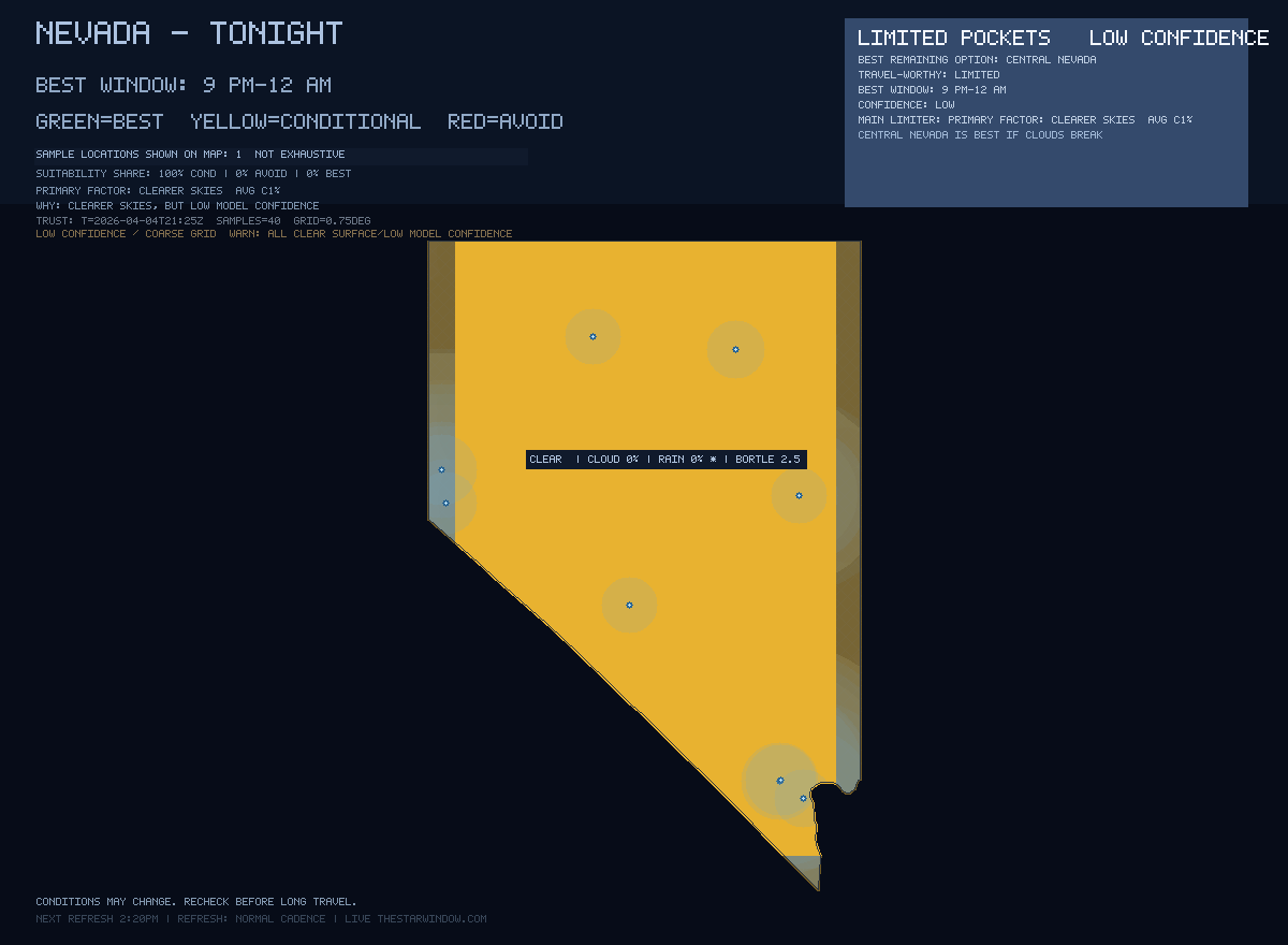 Nevada stargazing map