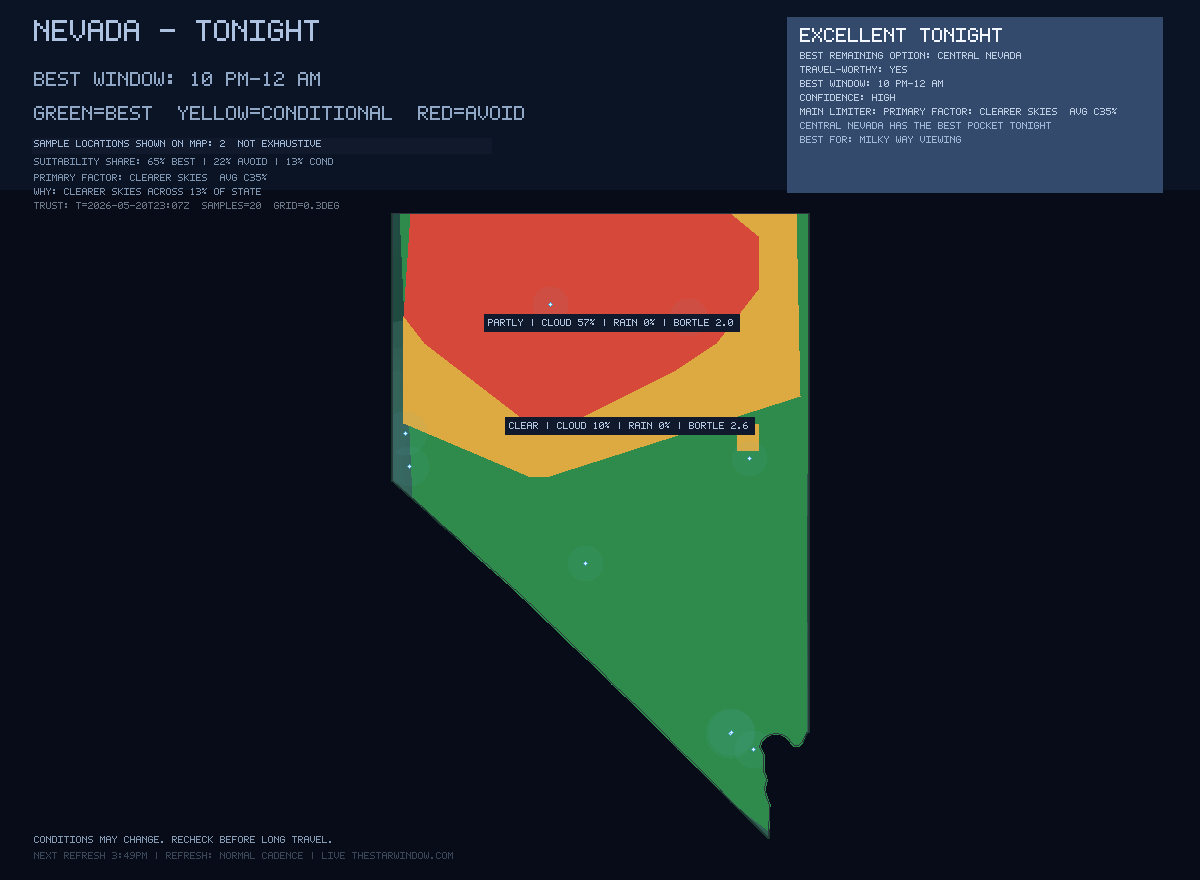 Nevada stargazing map