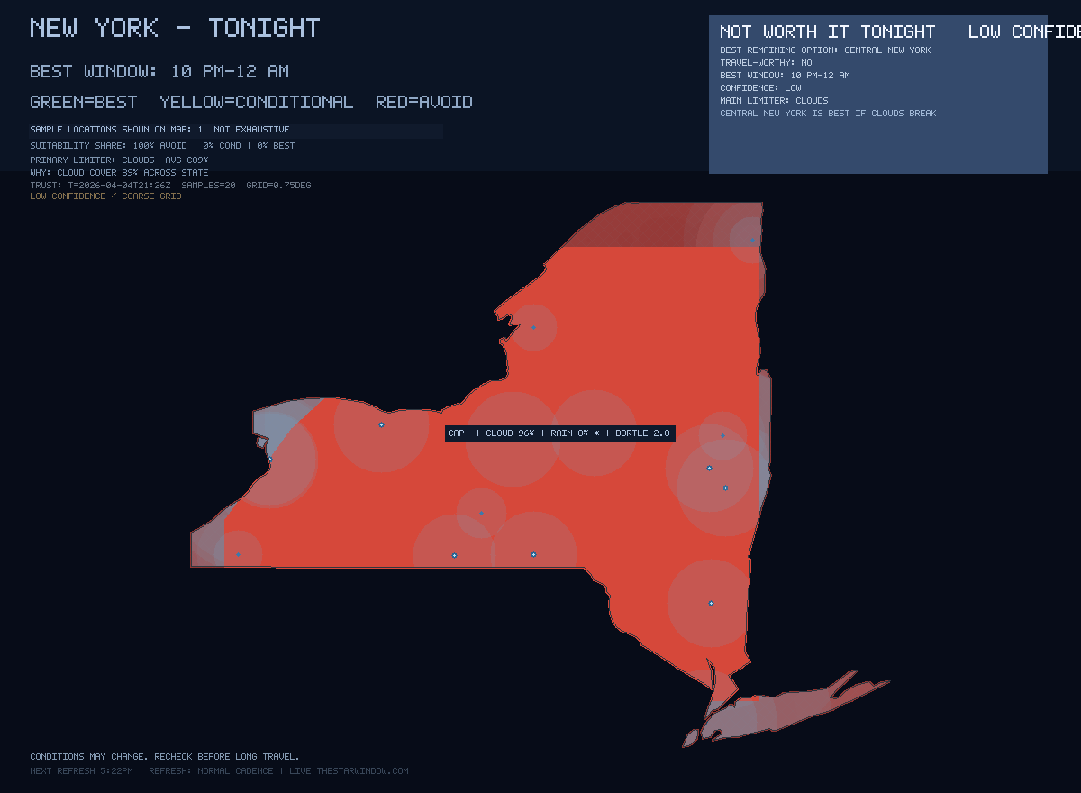 New York stargazing map