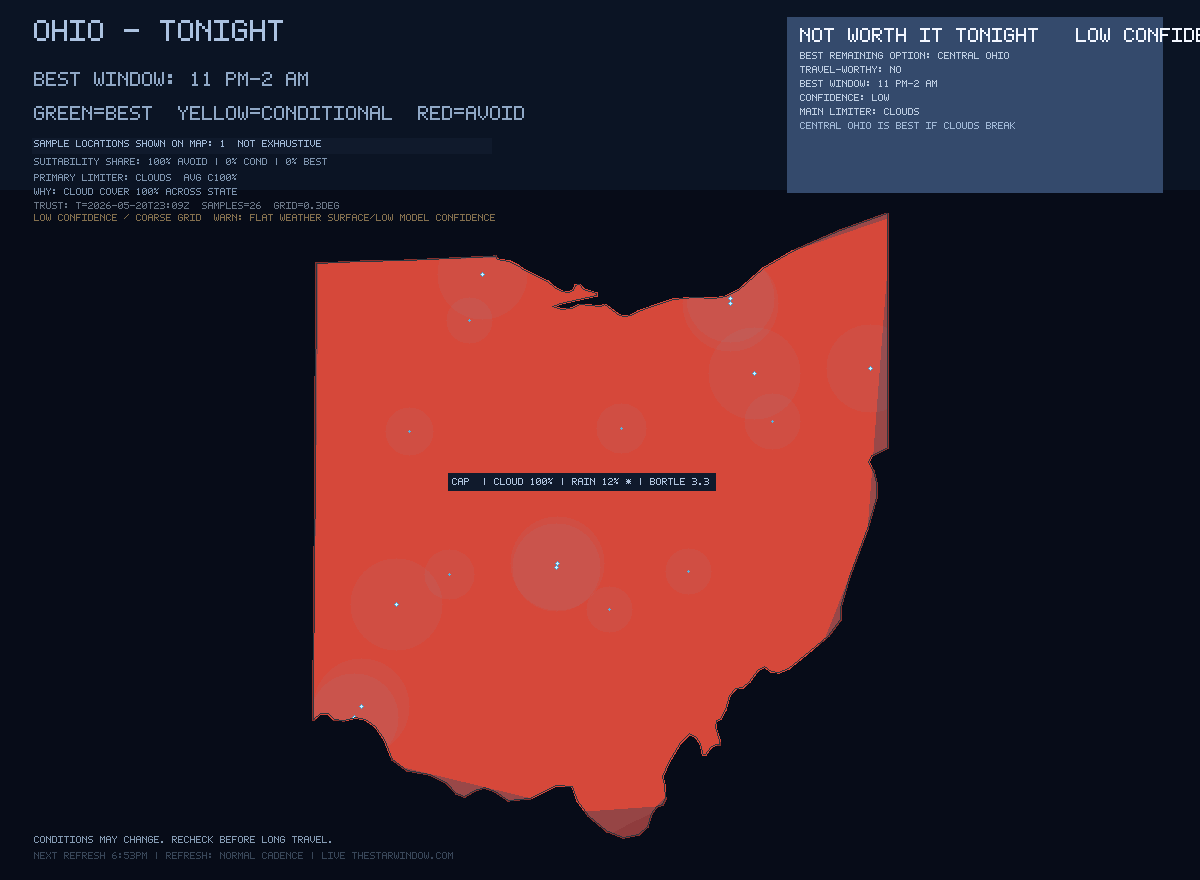 Ohio stargazing map