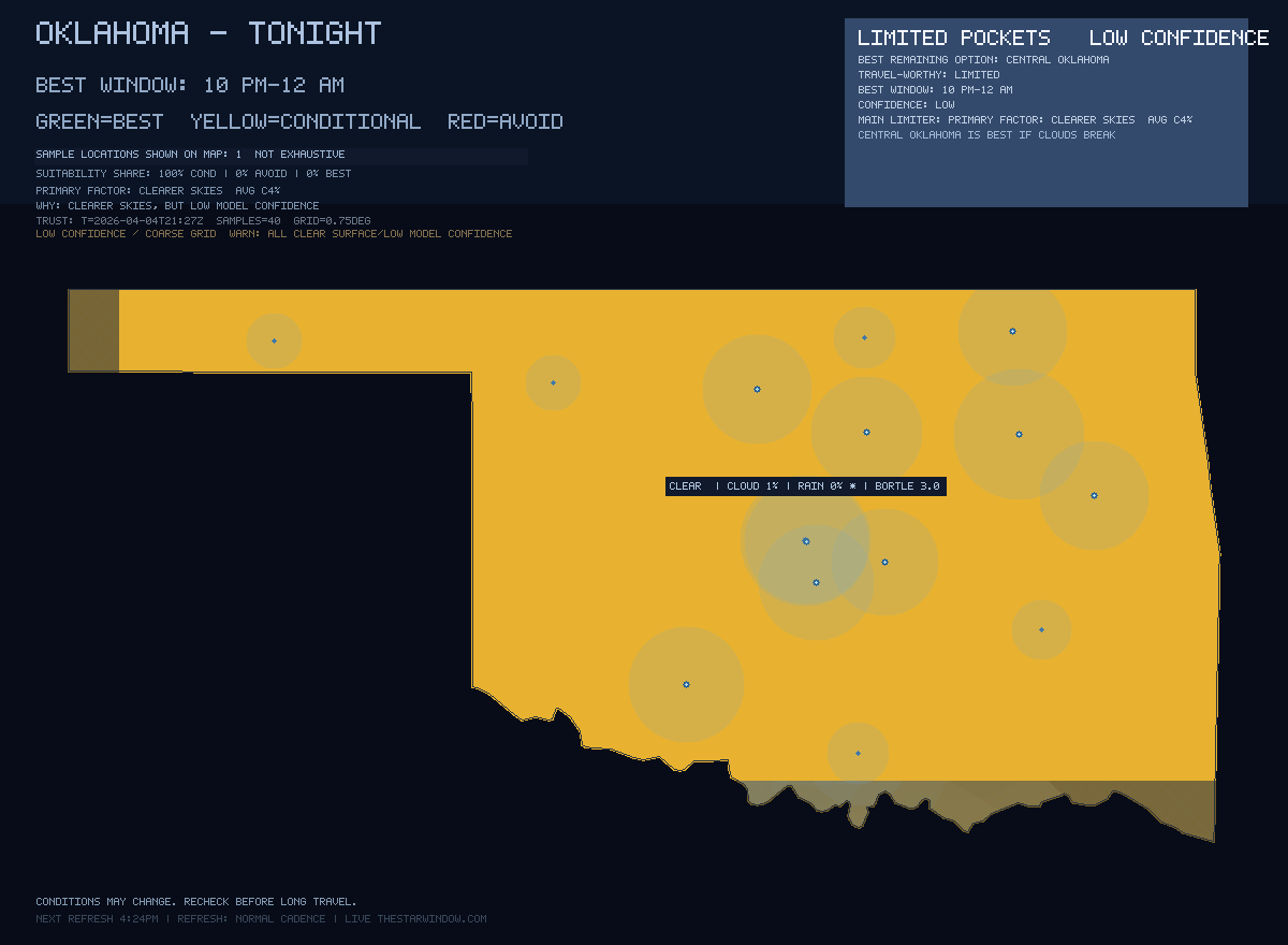 Oklahoma stargazing map