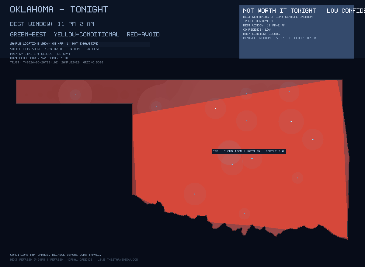 Oklahoma stargazing map