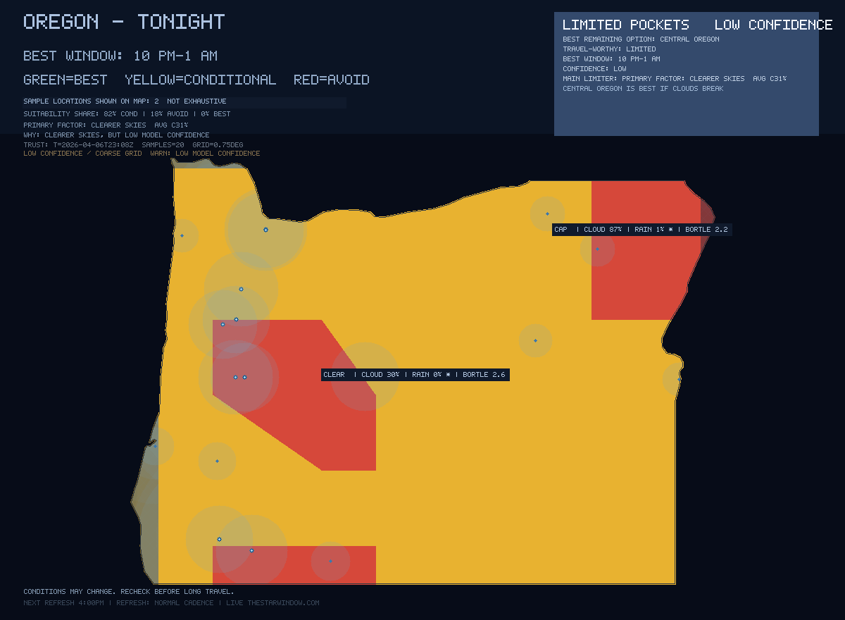 Oregon stargazing map
