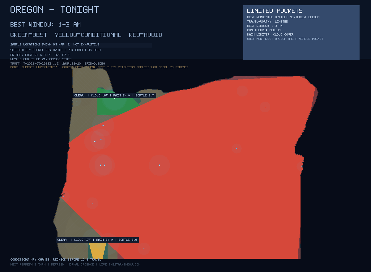 Oregon stargazing map