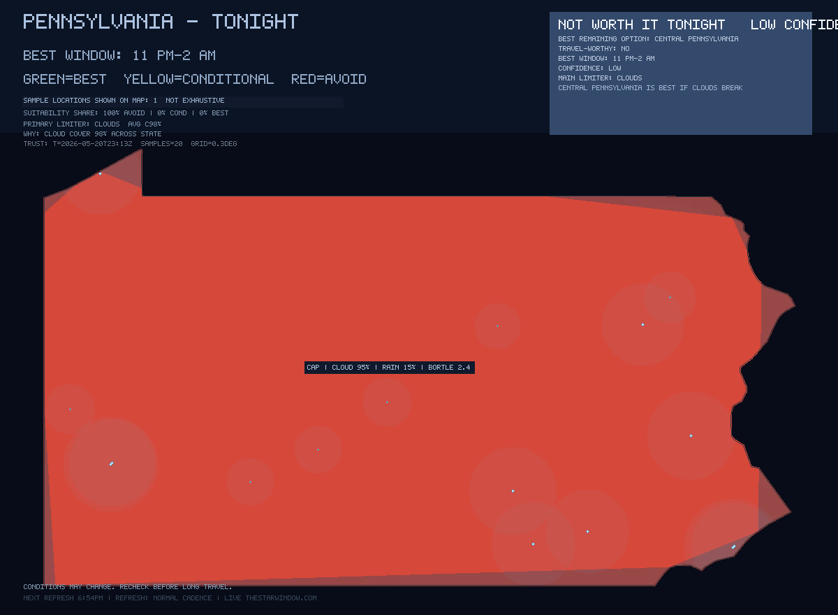 Pennsylvania stargazing map