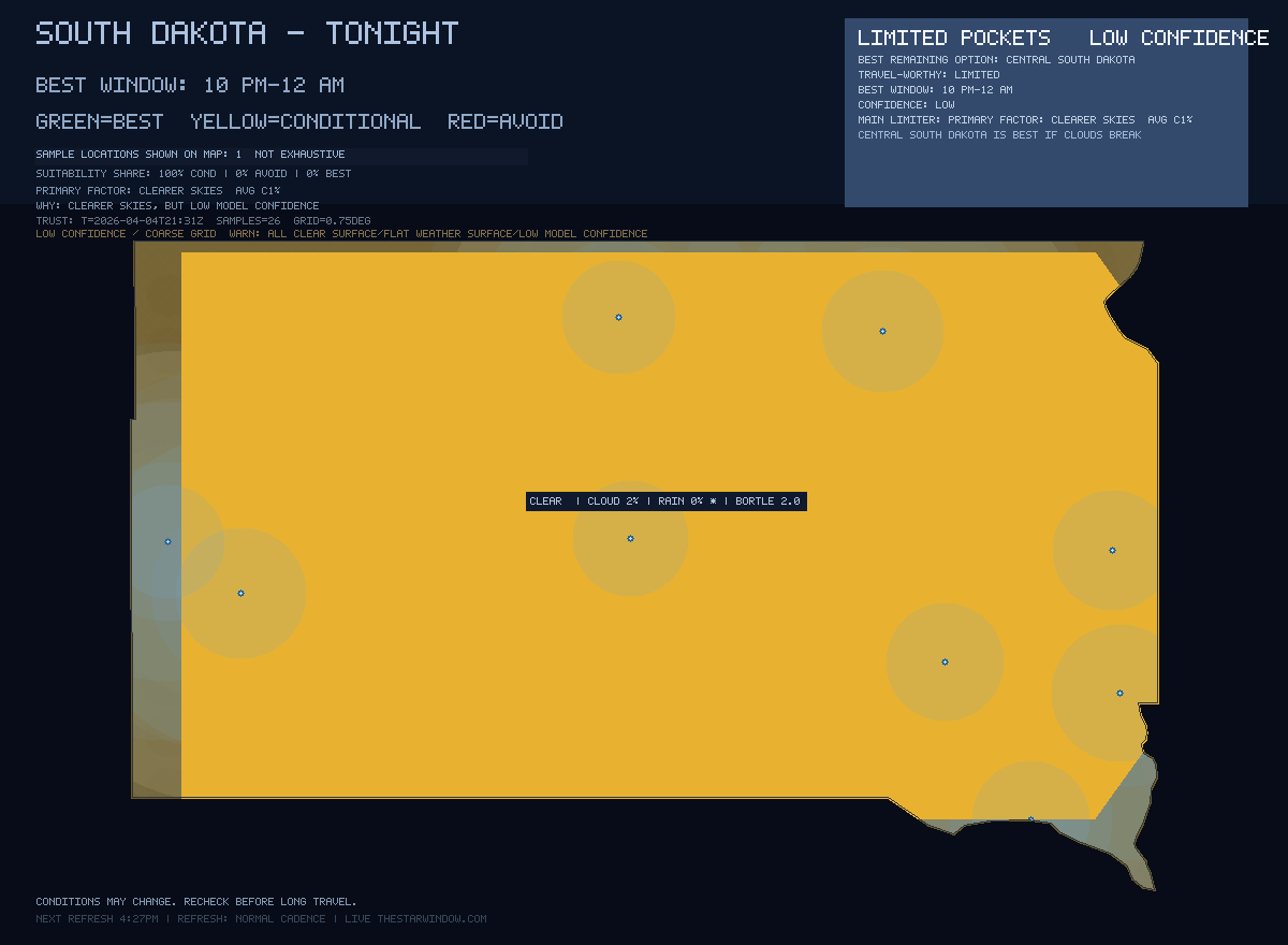 South Dakota stargazing map