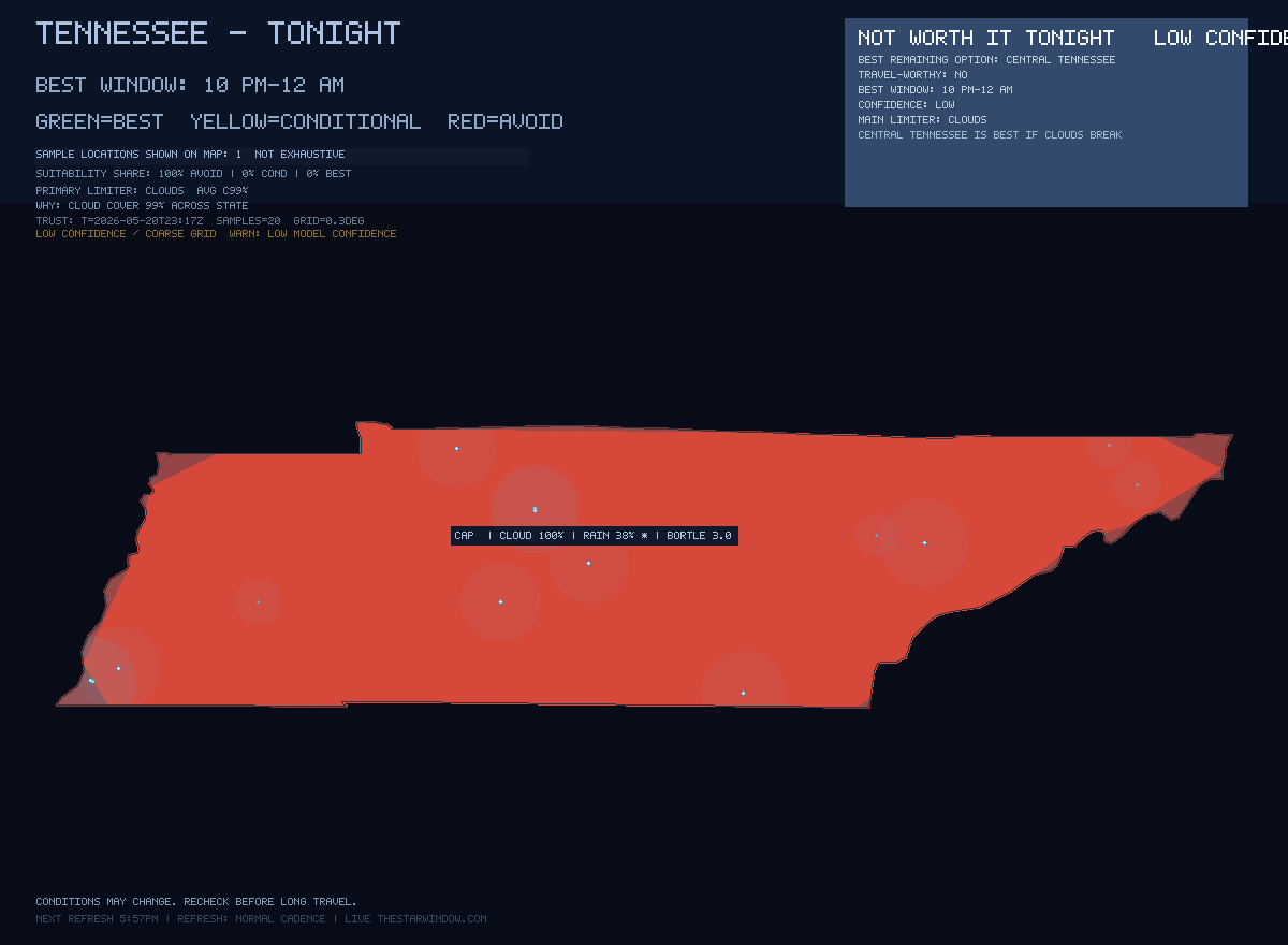 Tennessee stargazing map