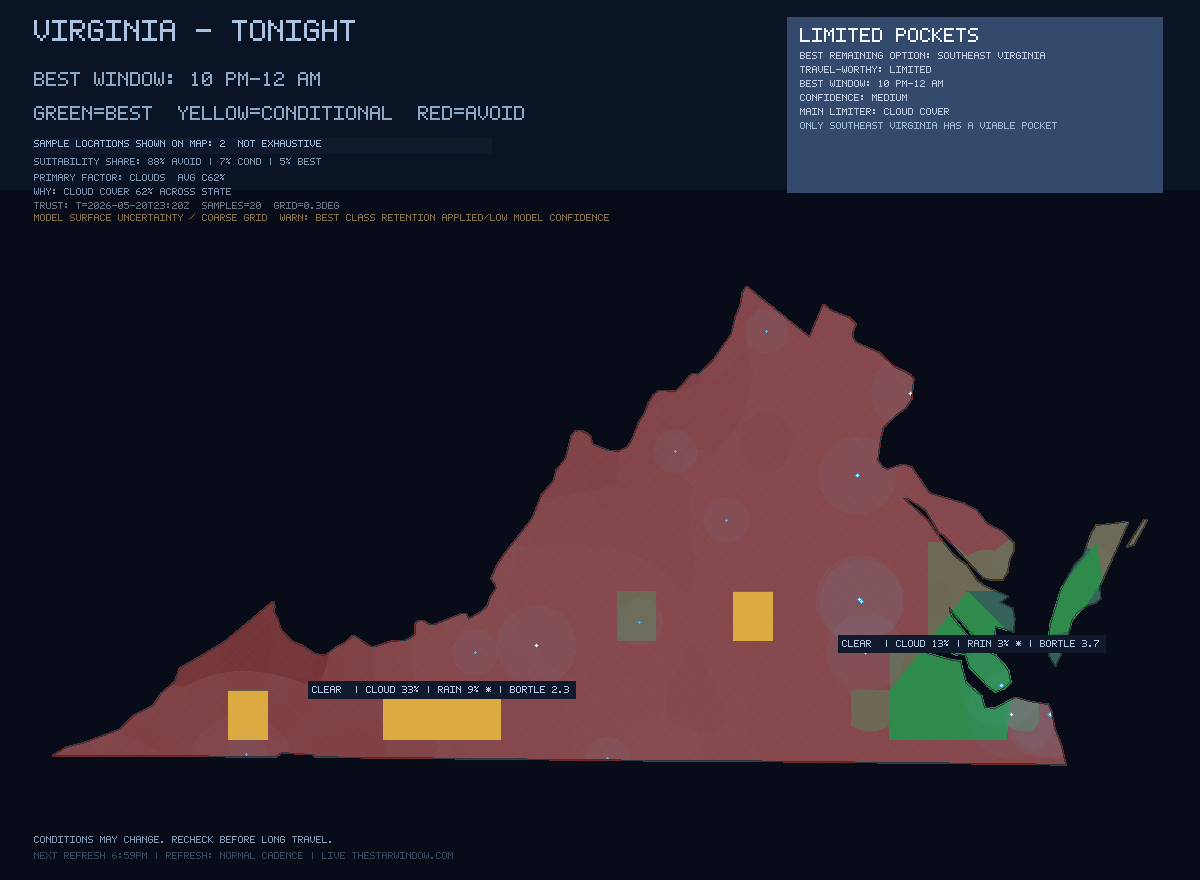 Virginia stargazing map