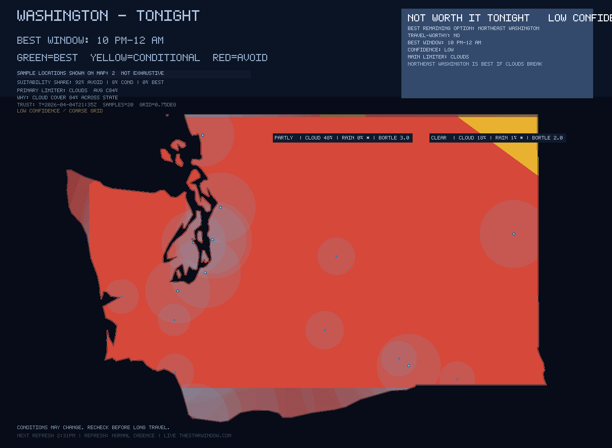 Washington stargazing map