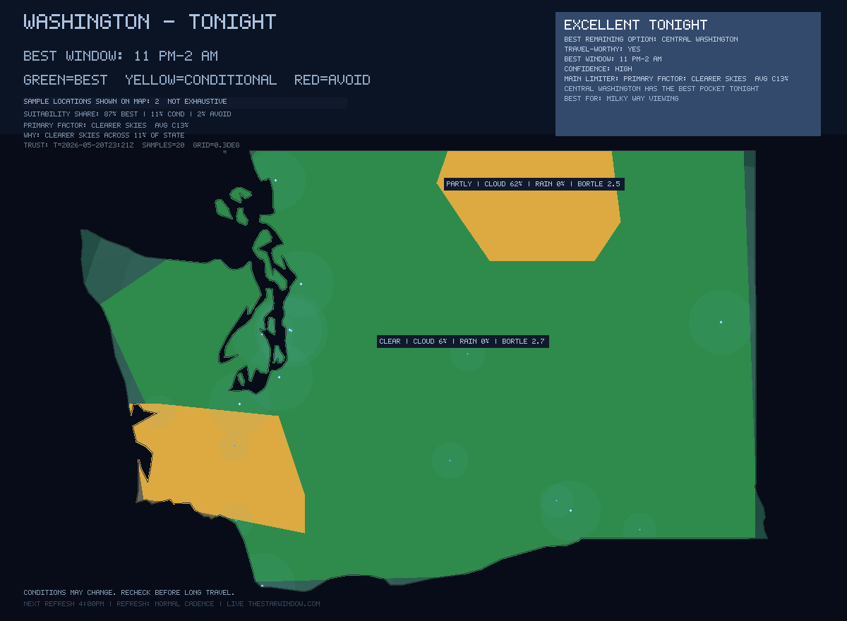 Washington stargazing map