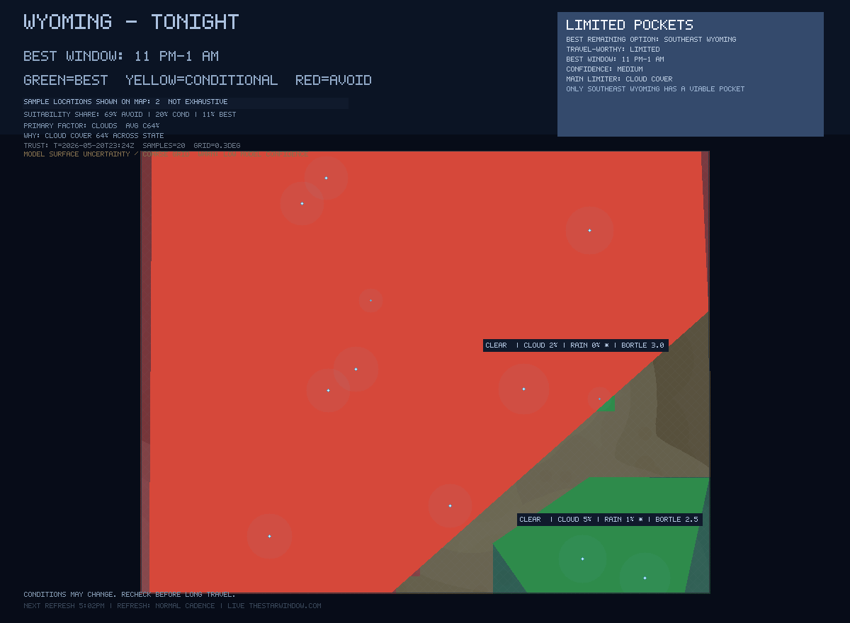 Wyoming stargazing map